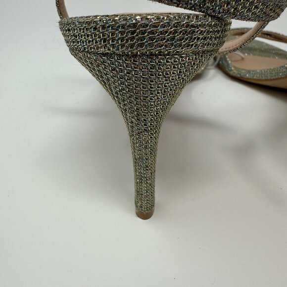 Stuart Weitzman Starla Sparkle Stiletto Heels Womens 10 Silver Gold Strappy NWOB - Picture 9 of 14